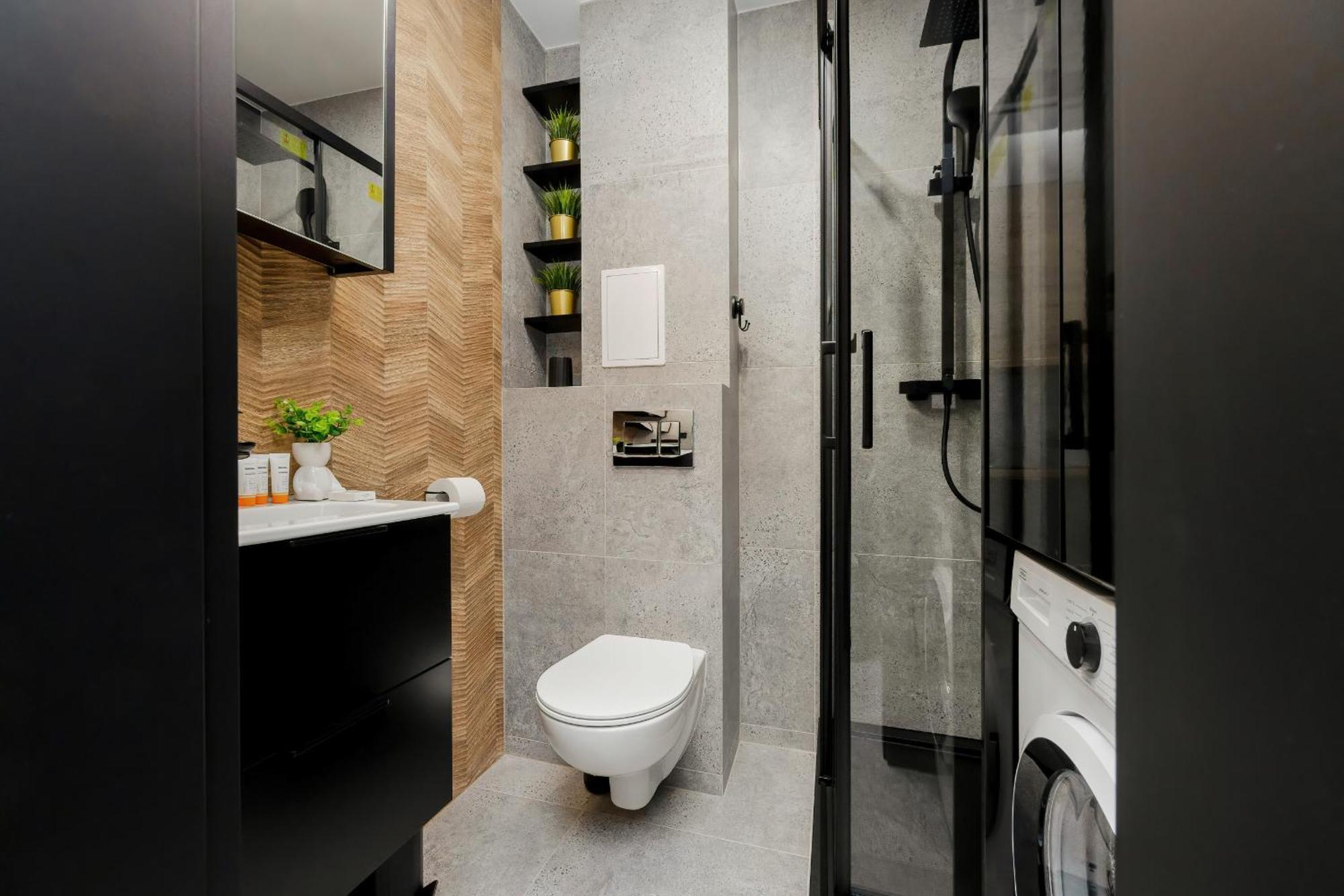 Modern Black & Wooden Apartment Warsaw Near The Airport By Noclegi Renters Exteriör bild